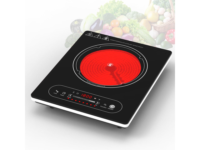 Single Burner Electric Cooktop,110V 1800W Electric Stove Top with LED Touch Control,8 Power Levels, 4H Timer, Safety Lock,portable single burner...
