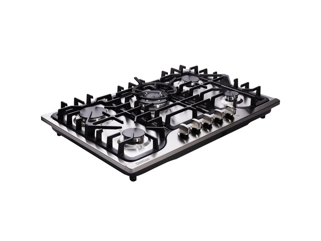 30 Inch Gas Cooktop DT57043 Built-in Stainless Steel 5 Burners Gas Stovetop LPG/NG Convertible Dual Fuel Gas Hob