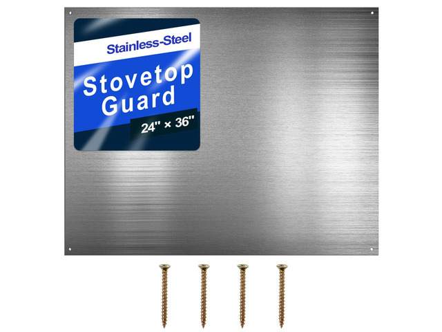 24 by 36 Inch Reversible Stainless Steel Backsplash Metal Backsplash Kitchen Stove Behind Metal Sheet Panels with 4 Pre Drilled Holes and Screws...