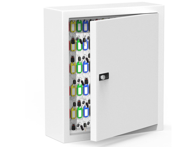 Lock Key Cabinet with Storage: 131-Keys Steel Wall Mount Key Cabinet Organizer - Large Storage and Secure Combination Lock Box for Office Home...
