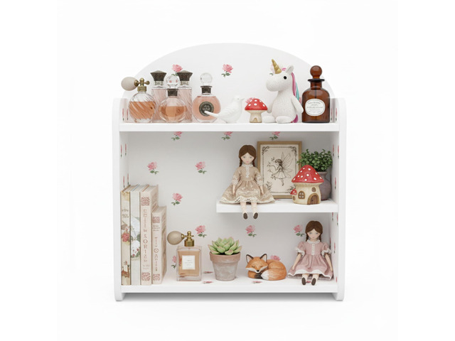 Desk Organizer, Small Desk Hutch and Desk Shelf for Top of Desk, 3-Tier White Floral Desk Organizers and Accessories for Notebooks, Stationery &...