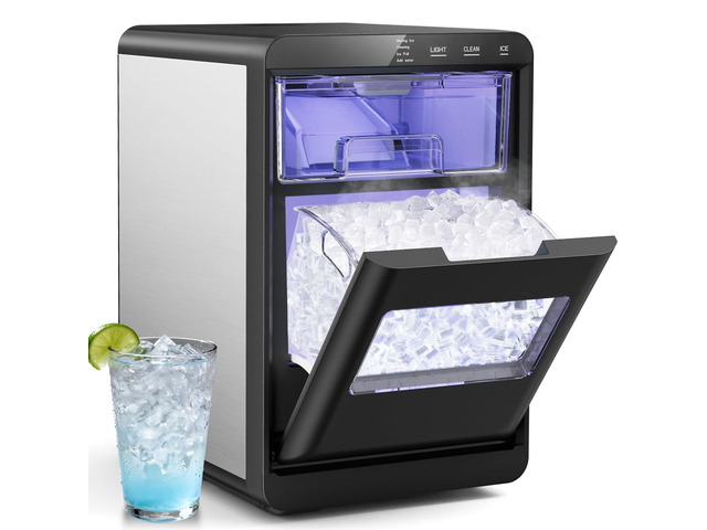 Nugget Ice Maker, 44lbs/24h Ice Makers Countertop, Soft Ice Ready in 5-10Mins Nugget Ice Maker Countertop, Self-Cleaning Pellet Ice Maker for Home,...