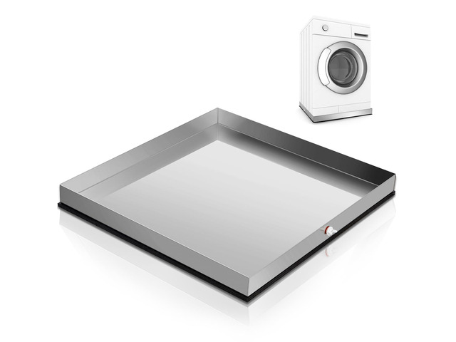 28' x 30' x 2.5' Washing Machine Drain Pan Washing Machine Tray for Floor Protection Heavy Duty 304 Stainless Steel Dishwasher Leak Pan with Drain...