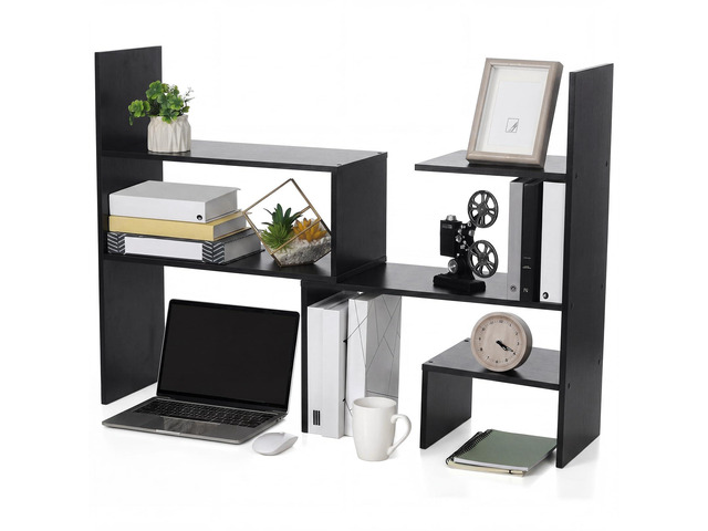 Expandable Dorm Desk Dutch Adjustable Desktop Bookshelf Wooden Desktop Storage Organizer Bookcase Cubby Book Rack for College Dorm Home Office...