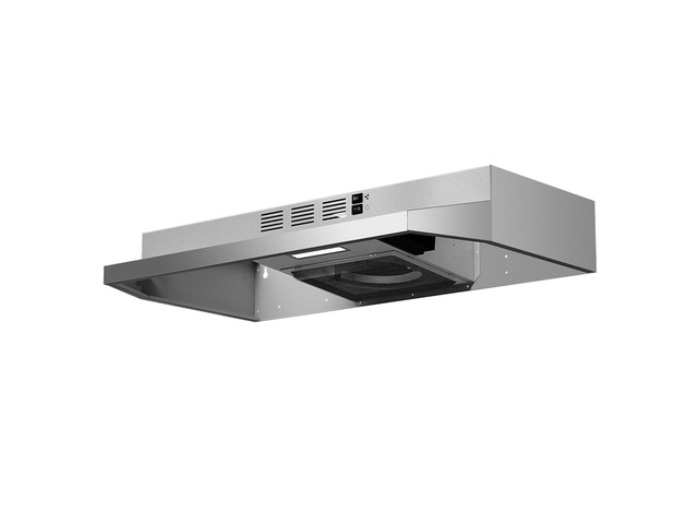 Stainless Steel Under Cabinet Range Hood, Slim Kitchen Vent Hood Ducted/Ductless Convertible with 2 Speed Exhaust Fan, 3-Layer Aluminum Filters,LED...