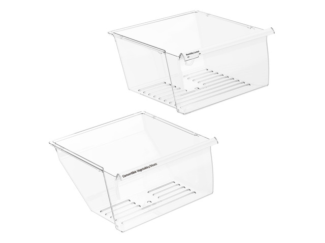 [2 Pack] 2188656 (Upper) & 2188664 (Lower) Upgraded Crisper Bin Refrigerator Drawers,Compatible With Whirlpool Refrigerator,Kenmore Refrigerator...