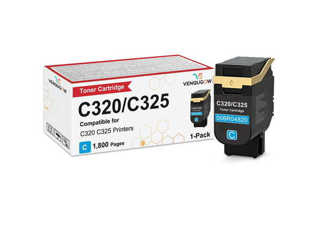 C320 C325 Toner Cartridge Compatible for Xerox 006R04820 Cyan Toner Cartridge Compatible for Xerox Genuine C320 C325 Printer High Yield 1-Pack with...