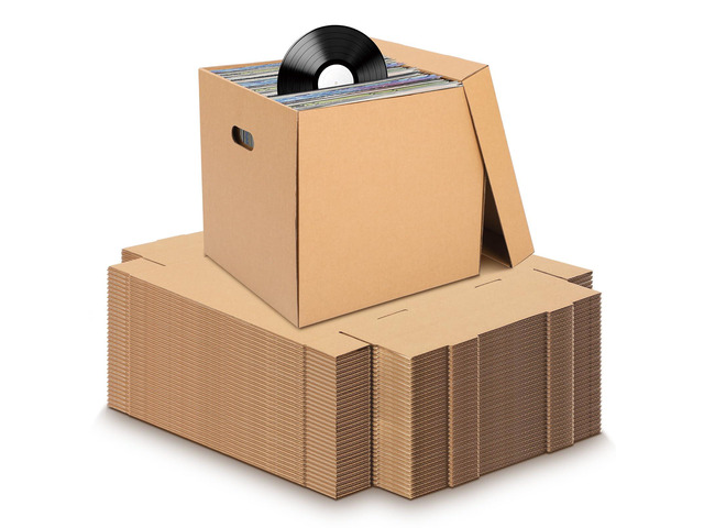 10 Set 12' Vinyl Record Storage Box Corrugated Paper Lp with Removable Lid and Handle for Organize Vinyl Album, Each Holds up to 60 Records or Lps...