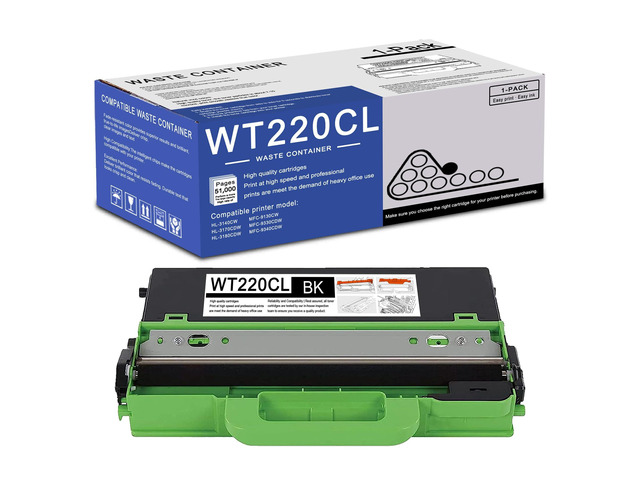 1 Pack WT220CL Black Waste Container High Yield Compatible WT220CL Replacement for Brother HL-3140CW HL-3170CDW HL-3180CDW MFC-9130CW MFC-9330CDW...