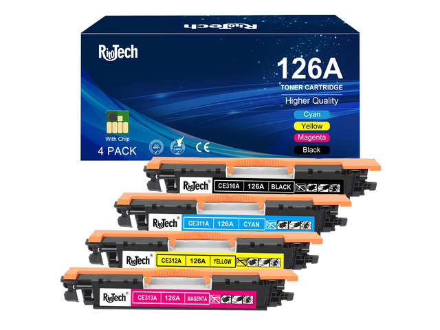 126A Toner Cartridge for HP LaserJet Pro 100 Color CP1025nw M175nw 4 Pack Compatible for HP 126A CE310A for LaserJet Pro 100 Color MFP CP1025nw...