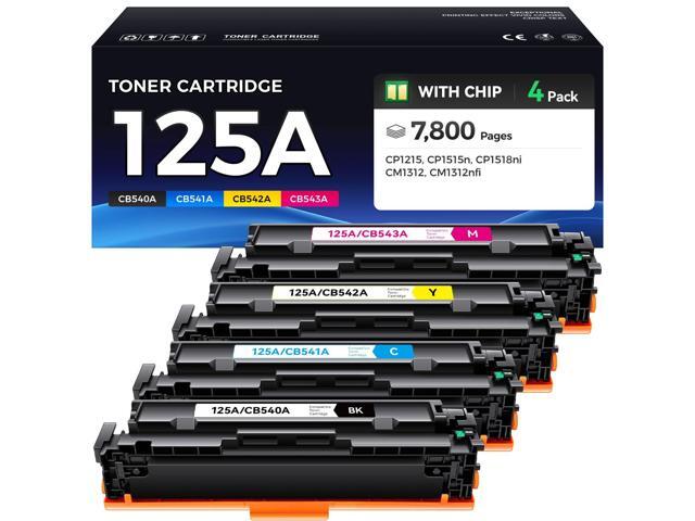 125A Toner Cartridge Set 4-Pack High Yield Replacement for HP 125A Toner Compatible with HP Color LaserJet CP1215 CP1515n CP1518ni MFP CM1312...