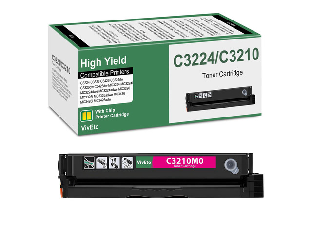 MC3426 C3210 C3224 Magenta Toner Cartridge with New Chip C3210M0 Toner Replacement for Lexmark C3426 C3224 C3210 for C3224 C3326 C3426 MC3224...