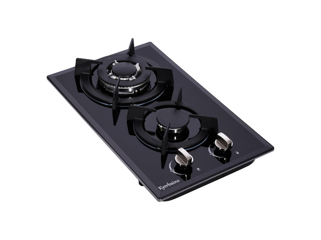 Gas Cooktop 12 Inch, 2 Burners Stovetop Built-in Tempered Glass Stove Top Propane/Natural Gas Convertible Cooktop