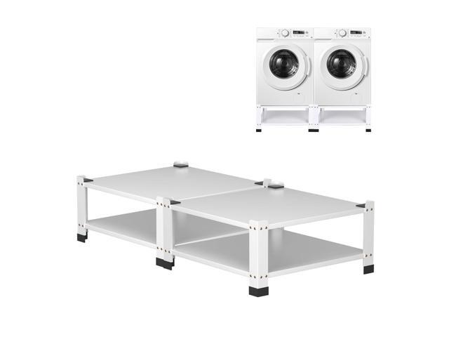 Washer Dryer Pedestal Set of 2 With Storage Shelf, 28.3 x 28.3 x 14 in, 800 lb Capacity Heavy Duty Carbon Steel Laundry Pedestals, White