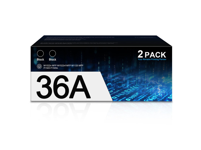 36A Black Toner Cartridges 2Pack 36A CB436A High-Yield Toner Replacement for HP Laser Pro P1005 P1006 P1505 P1505n M1522n M1522nf M1120n M1120a...