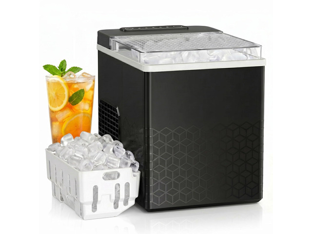 Countertop Bullet Ice Maker 27 lbs/24 hrs, 8 Cubes Ready in 6 Mins, Self-Cleaning Portable Ice Machine for Home Kitchen RV Camping
