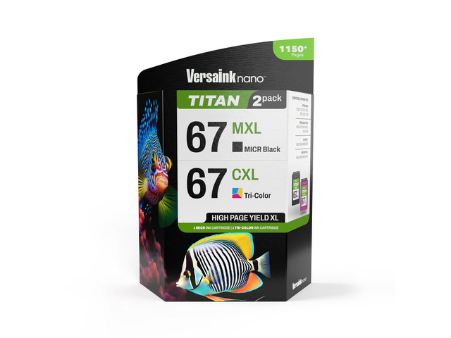 Nano 67 MXL Titan-Magnetic Black & Color 2-Pack - Replaces 67 and 67 XL, Works with DESKJET 2723,2734,2755,2855,4133,4155,4255, Envy...
