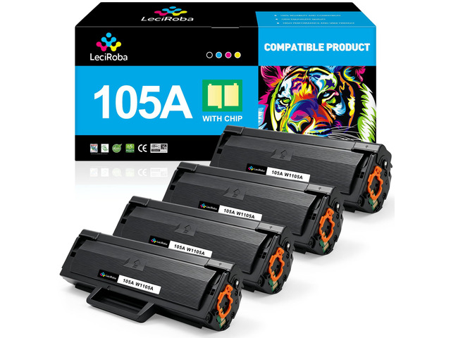 Compatible 105A W1105A Toner Cartridge for HP 105A W1105A Toner Cartridge for HP Laser MFP 107a 107w 135a 135w 137fnw Printer (3000 Pages, 4-Packs)