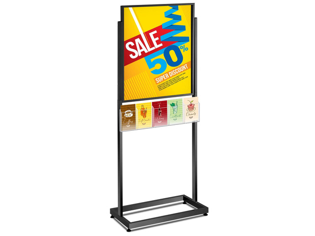 22' x 28' Metal Poster Sign Holder Floor Stand with 5 Pocket Acrylic Brochure Holder 4x9 Floor Standing Double Side Slide in Heavy Duty 63' H Non...