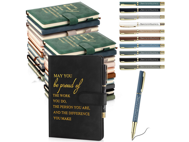 40 Pcs Employee Appreciation Gifts Bulk Inspirational A5 Leather Notebooks Journal with Pens Thank You Gift for Coworker Staff Social Worker...