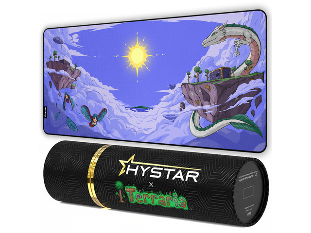 Terraria Extended Gaming Mouse Pad XXL 36' x 16' 5mm Thick, Waterproof Surface, Smooth Polyester Fabric, and Natural Rubber Base (Floating Island)