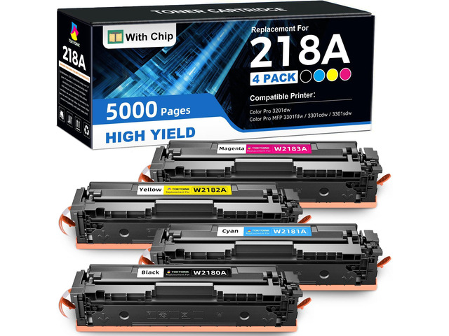 218A Toner Cartridges 4 Pack 3301fdw 3201dw 3301 218X Compatible for HP 218X Toner Cartridges 4 Pack for Color LaserJet pro MFP 3301fdw Toner...