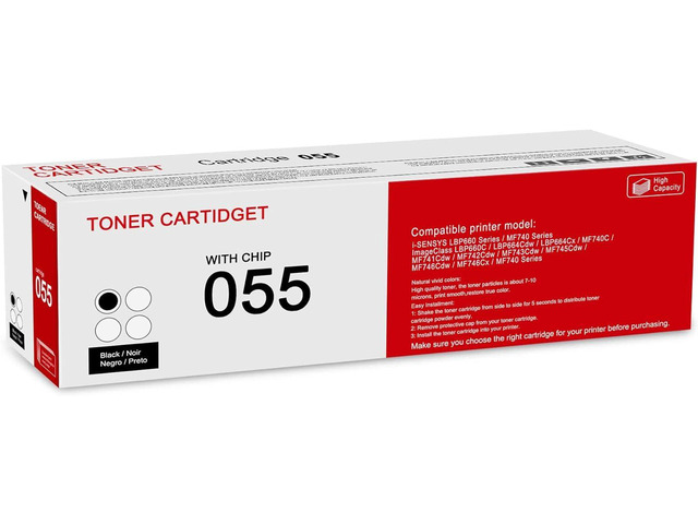 1 Pack 055 3016c001 Black Toner Cartridge: Compatible CRG-055 Replacement for Canon i-SENSYS LBP660 MF740 Series ImageClass LBP660C LBP664Cdw...