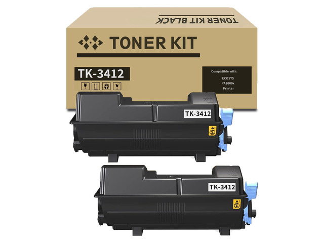 TK-3412 Toner Cartridge Black 2 Pack TK3412 Compatible for Kyocera TK-3412 TK3412K 1T0C0X0US0 for ECOSYS PA5000x Printer