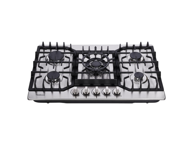 Gas Cooktop 30 Inch, Stainless Steel 5 Burners Built-in Stovetop Propane/Natural Gas Convertible Stove Top Dual Fuel Cooktop