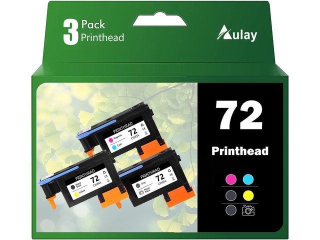 72 Printhead with New Updated Chips Compatible for HP Printers T610 T620 T770 T790 T1100 T1120 T1200 T1300 T2300 Printer 3 Packs (Gray/Photo Black,...