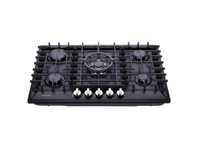30 Inch Gas Cooktop, Built-in 5 Burners Stainless Steel Gas Stovetop Propane/Natural Gas Convertible Stove Top Dual Fuel Gas Hob (Black)