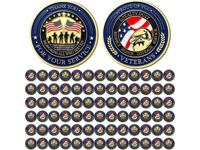 80 Pcs Military Challenge Coins Thank You for Your Service Veterans Appreciation Gift Coins Army Retirement Gifts 250th Gifts Coin for Men Veterans...