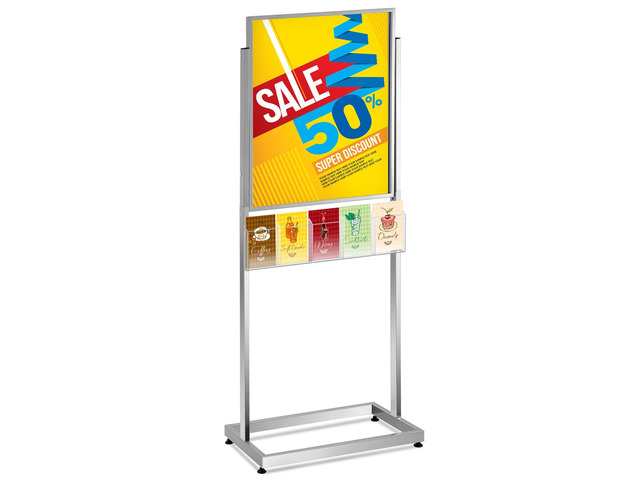 22' x 28' Metal Poster Sign Holder Floor Stand with 5 Pocket Acrylic Brochure Holder 4x9 Floor Standing Double Side Slide in Heavy Duty 63' H Non...