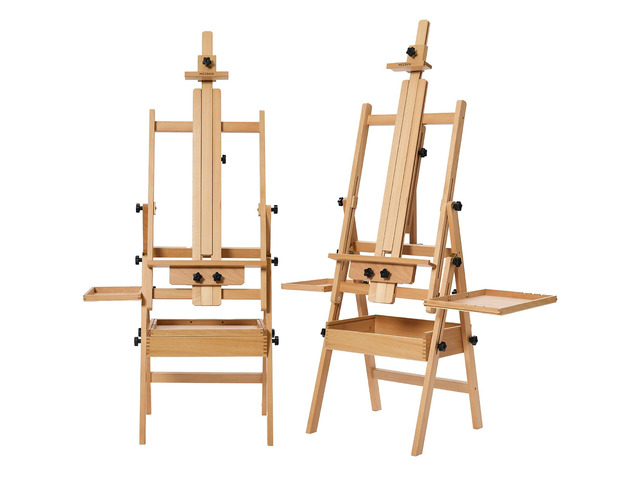 Painting Easel with Storage: H-Frame Beech Wood Art Easel for Adults, Artists, Students, Beginners - Adjustable 50'-80' H, Holds Canvas Up to 47...