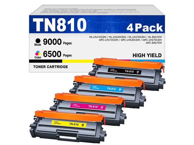 TN810 Toner Cartridges 4 Pack Replacement for Brother TN810 TN810XL Compatible for Brother MFC-L9610CDN HL-L9410CDN HL-L9430CDN HL-L9470CDN...