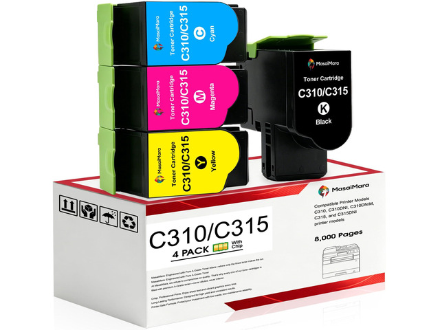 C310 C315 High Capacity Version Toner Cartridge Toner Replacement for Xerox C310 C310DNI C310DNIM C315 C315DNI Printer Ink (Black Cyan Magenta...