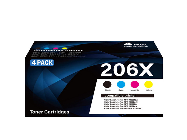206X Toner Cartridges 4 Pack with Chip M283fdw M283cdw Toner Compatible with HP 206X 206A W2110X for HP Color LaserJet Pro M255dw M255nw MFP...