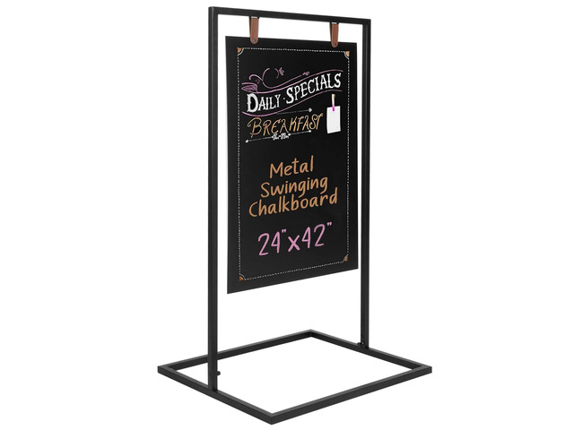 Metal A Frame Sign, Chalkboard Sidewalk Sign - 24x42 in Outdoor Double Sided Magnetic Chalkboard, Swinging Sandwich Board Signs, Includes Chalk &...