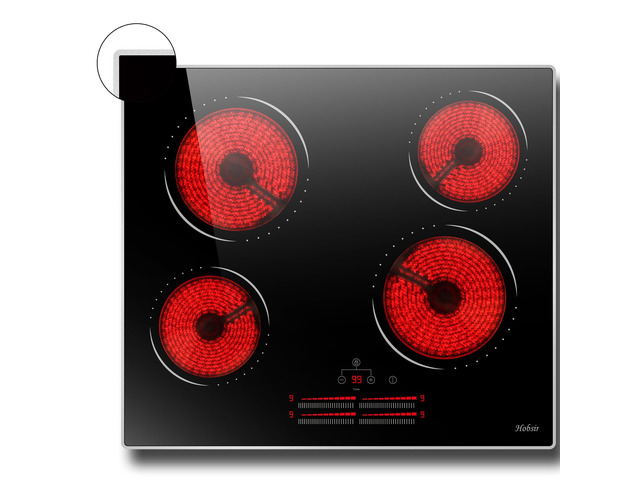 Hobsir 24 Inch Electric Cooktop 4 Burner 6000W, 24' Radiant Electric Stove Top, Built-in Ceramic Stove Top with Sliding Control, Timer, Safety...