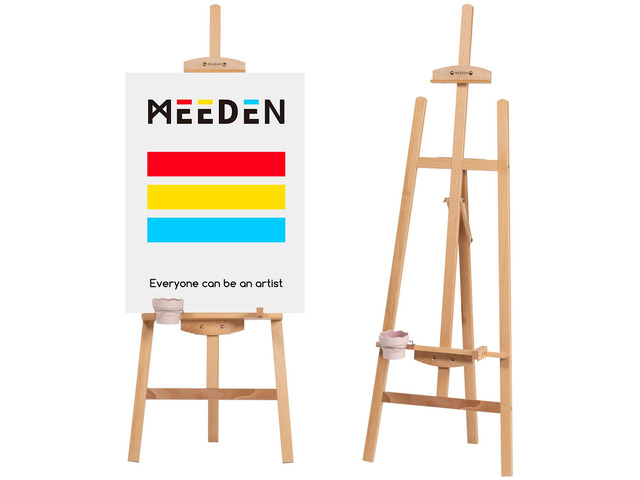 Beechwood Lyre Easel Tripod - Adjustable Art Paint Easel with Brush Holder, Washer & Metal Stand, Perfect for Painting, Display, Wedding Sign