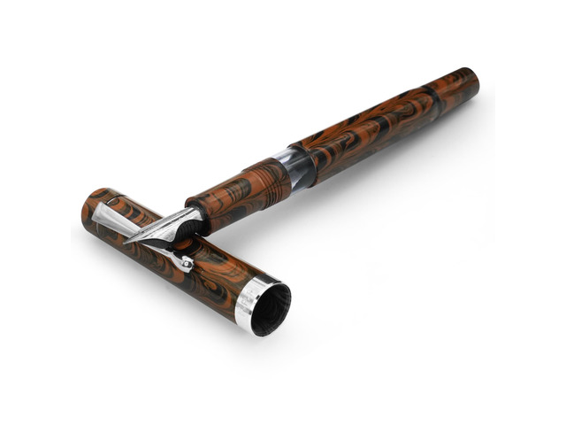 FPR Jaipur V2 Brown Ebonite Piston Fill Refillable Fountain Pen for Writers Ultra Flex Nib, Cracked Ice Acrylic Body, Ebonite Feed, Twist-On...