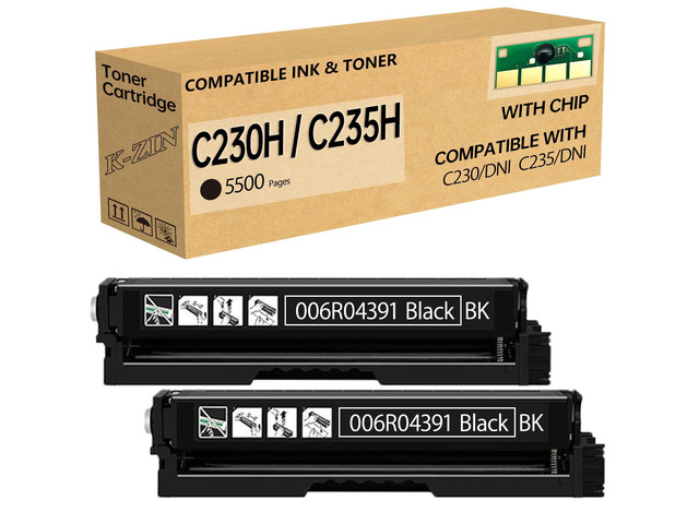 C230 C235 Black High Yield Toner Cartridge with Chip 5500 Pages Compatible with Xerox C230 C235 C230DNI C235DNI Color Printer Toner for 006R04391...