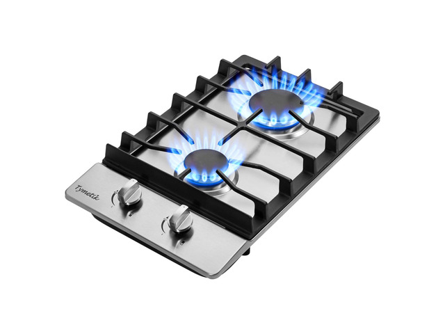 12 Inch Gas Cooktop, 2 Burners Stovetop Built-in Stainless Steel Stove Top Natural Gas/Propane Convertible Cooker for Outdoor, Apartments, RVs