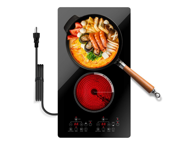 Counter Top Burner & Drop in Electric Stove Top, Plug in Electric Burners for Cooking, Electric Cooktop 2 Burner 110V, 2 Burner Ceramic Glass Hot...