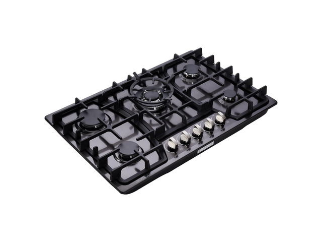 30 Inch Gas Cooktop Stainless Steel 5 Burners Stovetop Dual Fuel Gas Hob NG/LPG Convertible Gas Stove Top HF57013B Stainless Steel