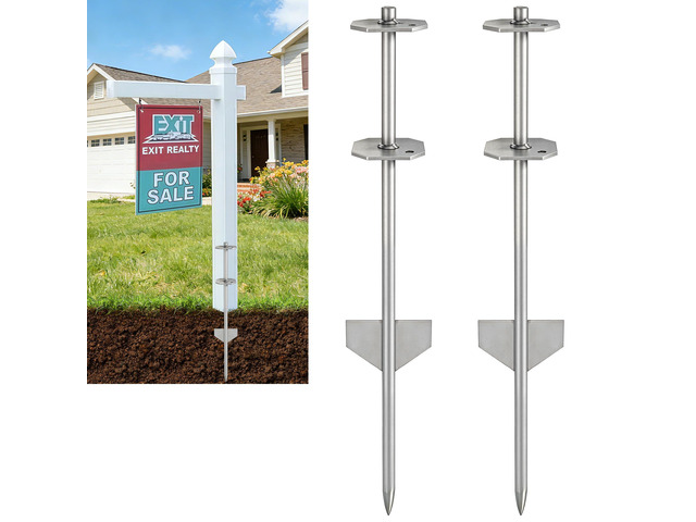 2 Pack 28in Heavy Duty Metal Yard Sign Stakes for Real Estate Sign Posts, Mailboxes, Long Yard Sign Holder Easy Installation Sign Post Stake for...