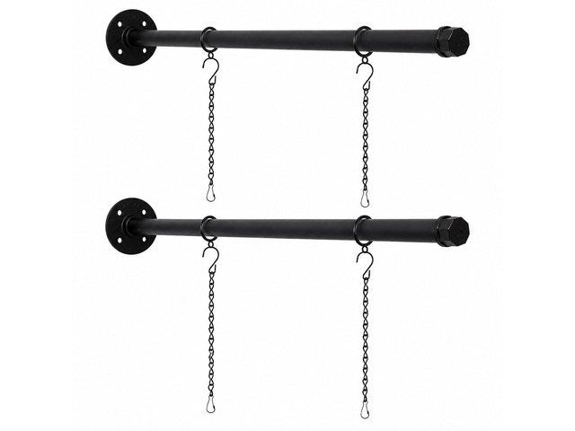 2Pack 24'' Metal Sign Hanger Brackets with 4 Hanging Chains Heavy Duty Wall Mount for Outdoor & Indoor Signs, Hanging Sign Brackets for Shops,...