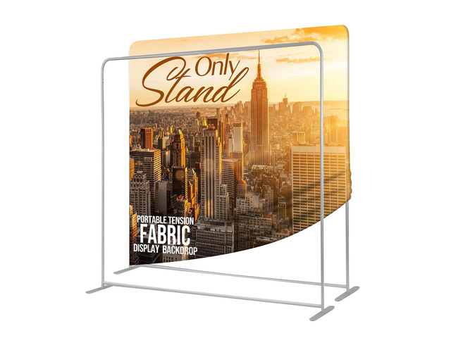 7.5x7.5 FT Tension Fabric Display Backdrop for Trade Show Booth, Stand Holder Backdrop Portable Aluminum Double-sided for Exhibition, Weddings,...