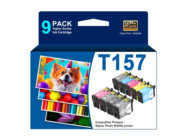 Remanufactured T157 157 Ink Cartridges High Yield T1571 T1572 T1573 T1574 T1575 T1576 T1577 T1578 T1579 Ink Compatible with Stylus Photo R3000...