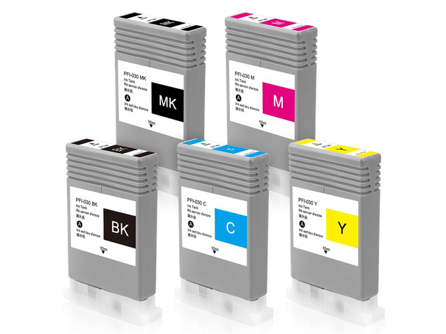 PFI-030 Ink Cartridge 55ML Pigment Ink for Canon ImagePrograf TA-20 TA-30 Printer (5 Pack, Matte Black Cyan Magenta Yellow Black)